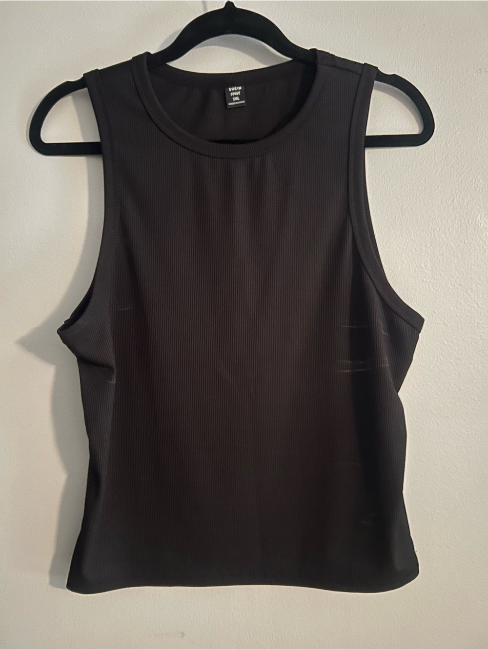 SHEIN Black Ribbed Crewneck Tank Top